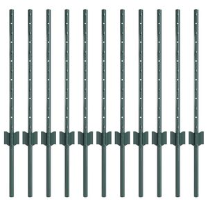 vidaXL Palo per recinzione interrato 11 pz Verde 100 cm