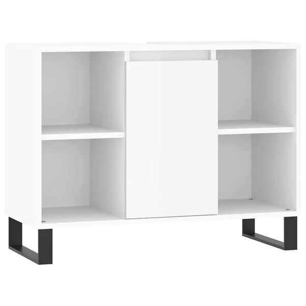vidaXL Armadietto Bagno Bianco Lucido 80x33x60cm in Legno Multistrato