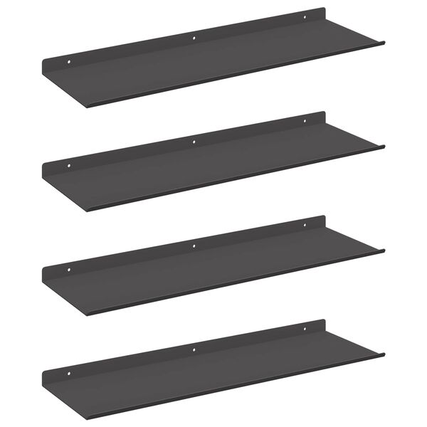 vidaXL Mensola sospesa 4 pcs Nero 60 x 18 x 2,5 cm Acciaio