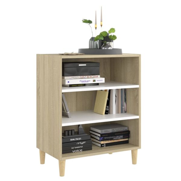 vidaXL Credenza Bianca e Rovere Sonoma 57x35x70 cm Legno Multistrato