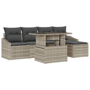vidaXL Set Divano da Giardino 6 pz Grigio chiaro polyrattan