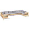 vidaXL Set Divani da Giardino 10 pz con Cuscini Grigi Massello di Pino