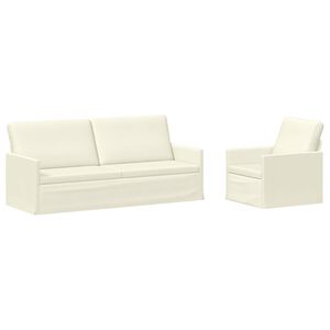 vidaXL Set di divani 2 pcs Crema Tessuto in Cords