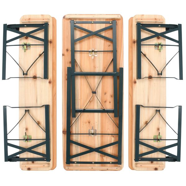 vidaXL Tavolo da Birra Pieghevole 2 Panchine 118 cm Legno di Abete