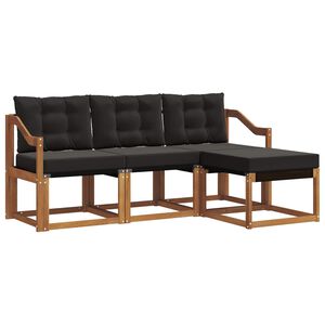 vidaXL Set di divani da esterno con cuscino 4 pcs Naturale e Nero
