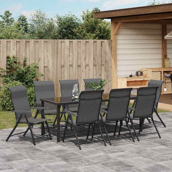 vidaXL Set da Pranzo per Giardino 9 pcs Grigio