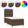 vidaXL Letto a Molle Materasso e LED Marrone Scuro 100x200 cm Tessuto