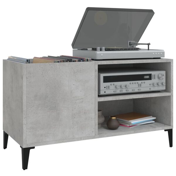 vidaXL Mobile Porta Dischi Grigio Cemento 84,5x38x48 Legno Multistrato