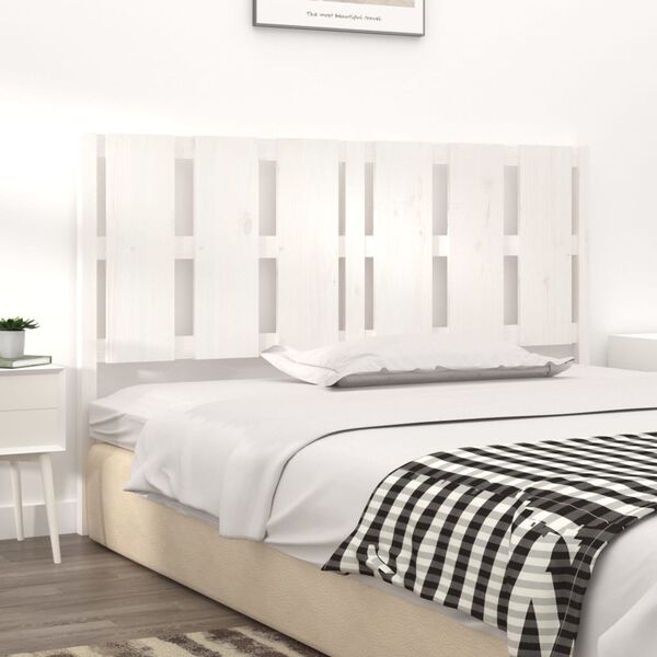 vidaXL Testiera per Letto Bianca 155,5x4x100 cm Legno Massello di Pino