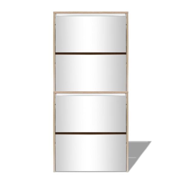 vidaXL Scarpiera a 4 Strati con Specchio Rovere 63x17x134 cm