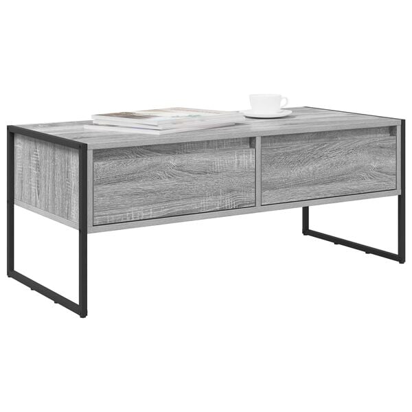 vidaXL Tavolino da salotto con cassetto Grigio Sonoma 100 x 46 x 40 cm