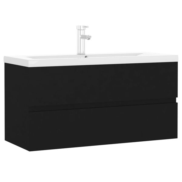vidaXL Mobile con Lavabo Integrato Nero in Legno Multistrato