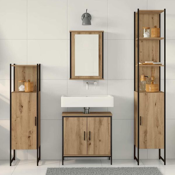 vidaXL Set di mobili per il bagno 4 pcs Marrone Legno multistrato