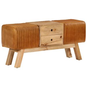 vidaXL Panca Bok Marrone 107cm Vera Pelle di Capra e Massello di Mango