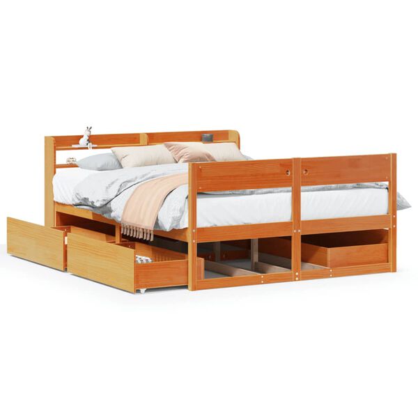 vidaXL Letto senza Materasso Marrone Cera 120x200 cm in Legno di Pino