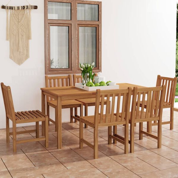 vidaXL Set da pranzo da giardino 7 pz 160x80 cm in legno massello di teak