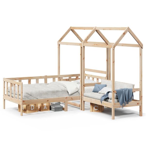 vidaXL Set Dormeuse e Panca con Tetto 90x190cm Legno Massello di Pino