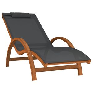 vidaXL Lettino con Cuscino Grigio Textilene e Legno Massello di Pioppo