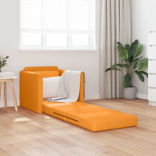 vidaXL Divano Letto da Terra 2 in 1 Giallo Scuro 112x174x55 cm Tessuto