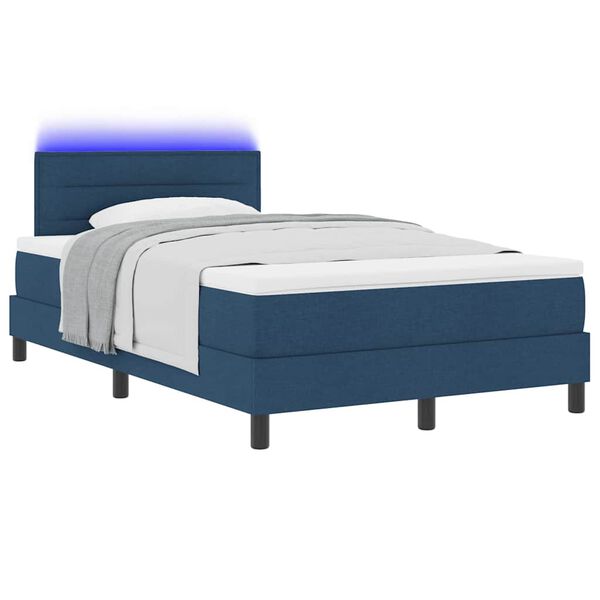 vidaXL Letto a molle con materasso con led Blu 120 x 200 cm Tessuto