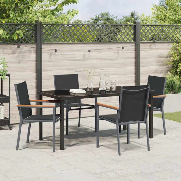 vidaXL Set da Pranzo per Giardino 5 pcs Nero