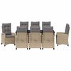 vidaXL Set da Pranzo per Giardino con cuscino 9 pcs Beige polyrattan