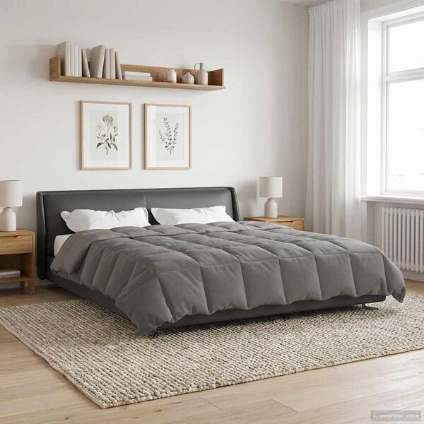 vidaXL Duvet Estivo Trapuntato Grigio chiaro 200 x 240 cm Microfibra