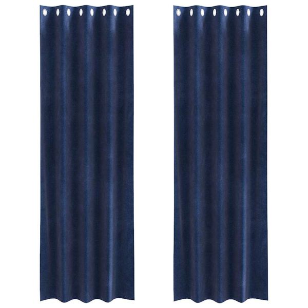 vidaXL Tende con tende 2 pcs Blu scuro 140 x 225 cm Velluto