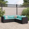 vidaXL Set Divani da Giardino 5 pz con Cuscini Nero in Polyrattan