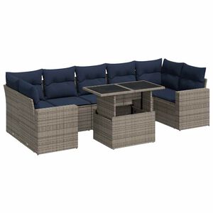 vidaXL Set Divano da Giardino 8pz con Cuscini Grigio Polyrattan Acacia