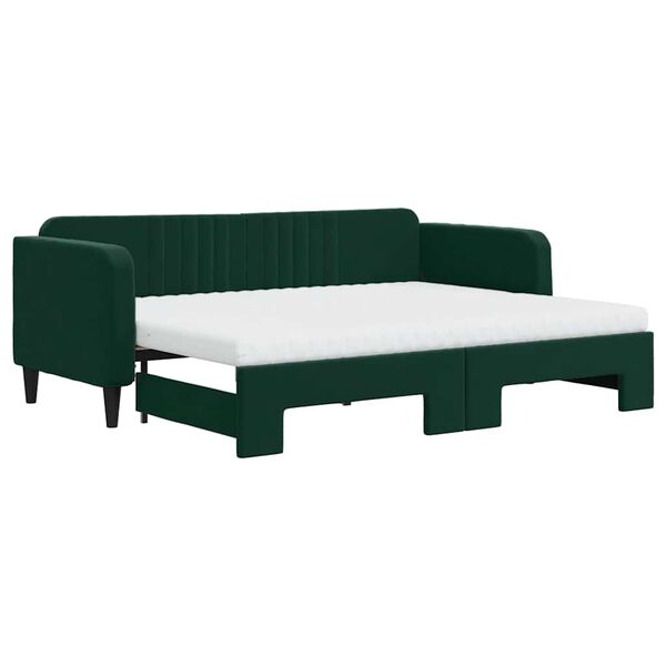 vidaXL Divano Letto Estraibile Materassi Verde Scuro 80x200 Velluto