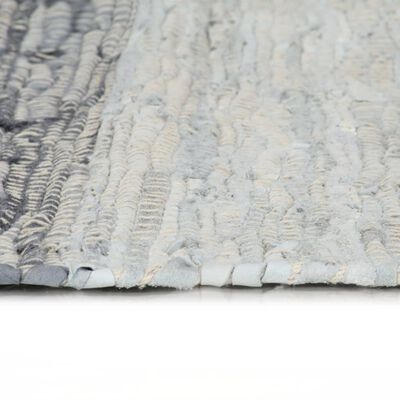 vidaXL Tappeto Chindi Tessuto a Mano in Pelle 120x170 cm Grigio