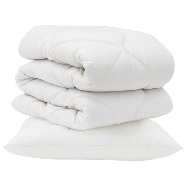 vidaXL Piumone con cuscino 2 pcs Bianco Microfibra