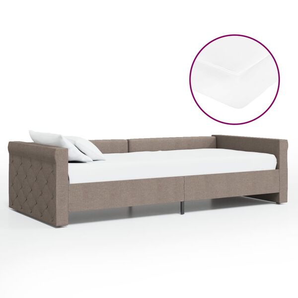 vidaXL Dormeuse con Materasso USB Tortora in Tessuto 90x200 cm