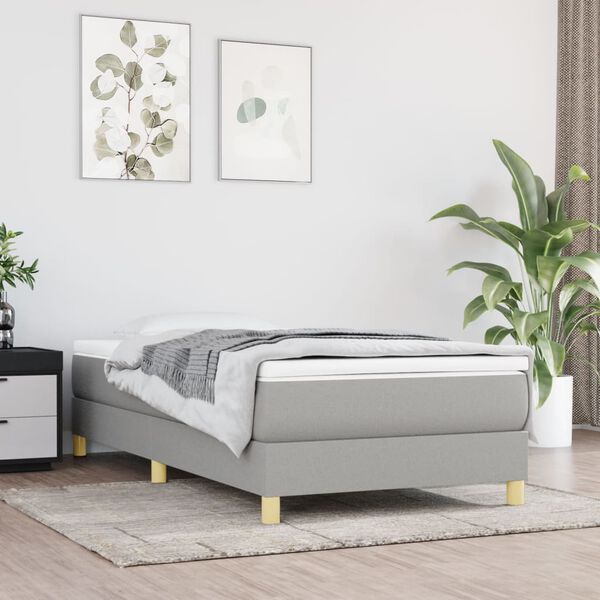 vidaXL Struttura Letto a Rete a Molle Grigio Chiaro 90x200 cm Tessuto