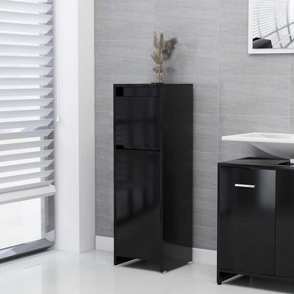 vidaXL Mobile da Bagno Nero 30x30x95 cm in Legno Multistrato