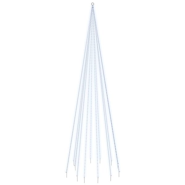 vidaXL Albero di Natale Pennone Bianco Freddo 732 LED 500 cm