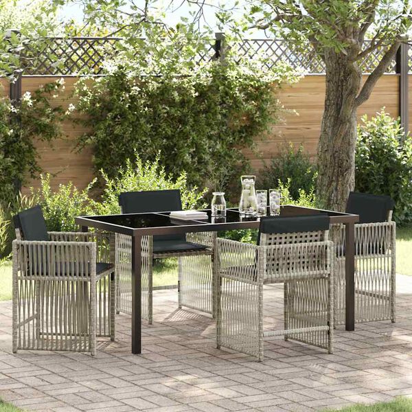 vidaXL Set da Pranzo per Giardino 5 pcs Grigio chiaro polyrattan