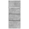 vidaXL Scarpiera 4 Cassetti Ribaltabili Grigio Cemento 80x34x187,5 cm