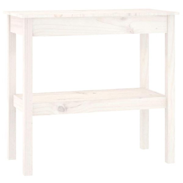 vidaXL Tavolo Consolle Bianco 80x40x75 cm in Legno Massello di Pino