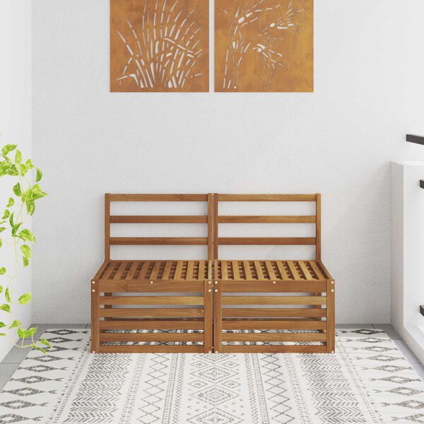 vidaXL 2 Pezzo Divano centrale per esterno Legno di Acacia Massello