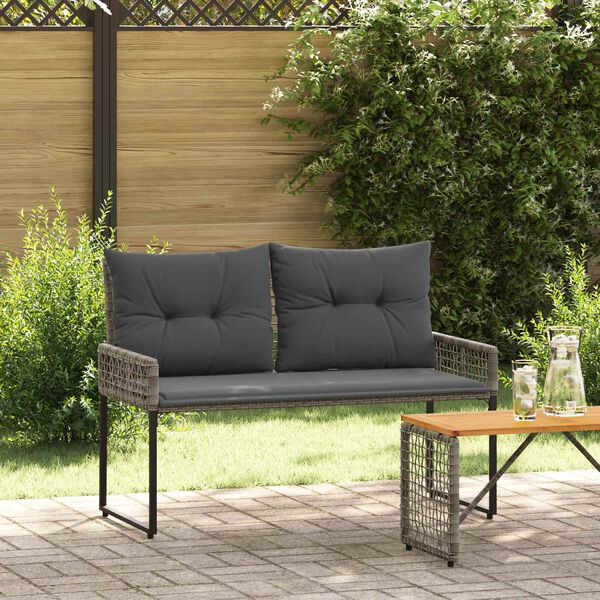 vidaXL Panchina da esterno Grigio 118 x 55 x 82 cm Rattan PE e Tessuto