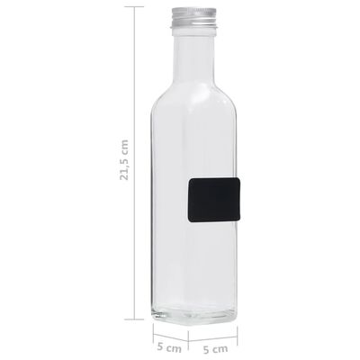 vidaXL Bottiglie in Vetro con Tappo a Vite 20 pz Quadrate 250 ml