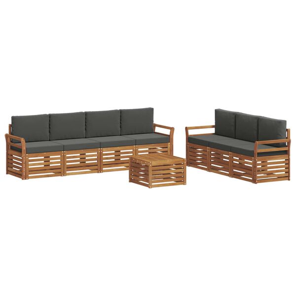 vidaXL Set divani 8 pcs Naturale e Antracite Legno di Acacia Massello