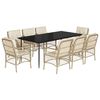 vidaXL Set da Pranzo da Giardino 9 pz con Cuscini Beige in Polyrattan
