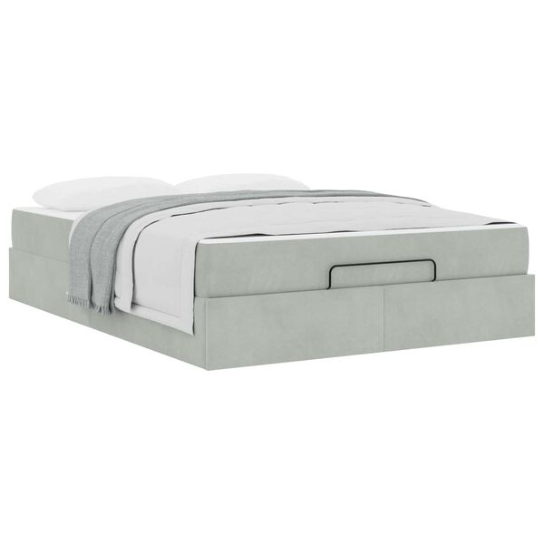vidaXL Struttura letto con materasso 2 pcs Grigio chiaro Velluto