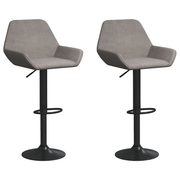 vidaXL Sgabelli da Bar 2 pz Grigio Chiaro in Velluto