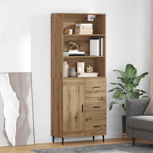 vidaXL Credenza con cassetto Rovere artigianale 69,5 x 34 x 180 cm