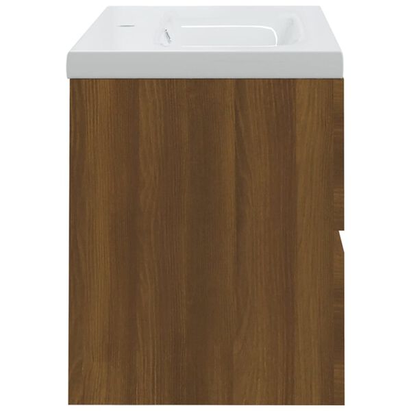 vidaXL Mobile Bagno Lavabo Integrato Rovere Marrone Legno Multistrato