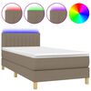 vidaXL Letto a Molle con Materasso e LED Tortora 80x200 cm in Tessuto